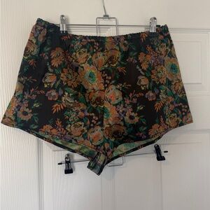 Anthropologie Black Floral High Waist Shorts